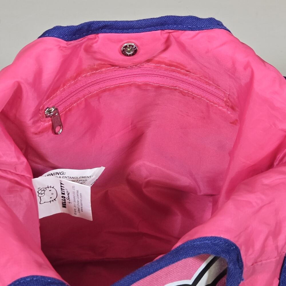 Hello Kitty Pink Canvas Tote Handbag with Snap and Zipped Inside Small Pocket - Picture 4 of 10